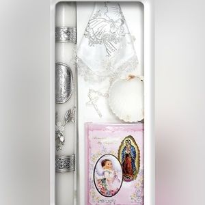 Lito Baptism Candle Set Kit for Christenings W/ Shell & Favors - Spanish (Pink)